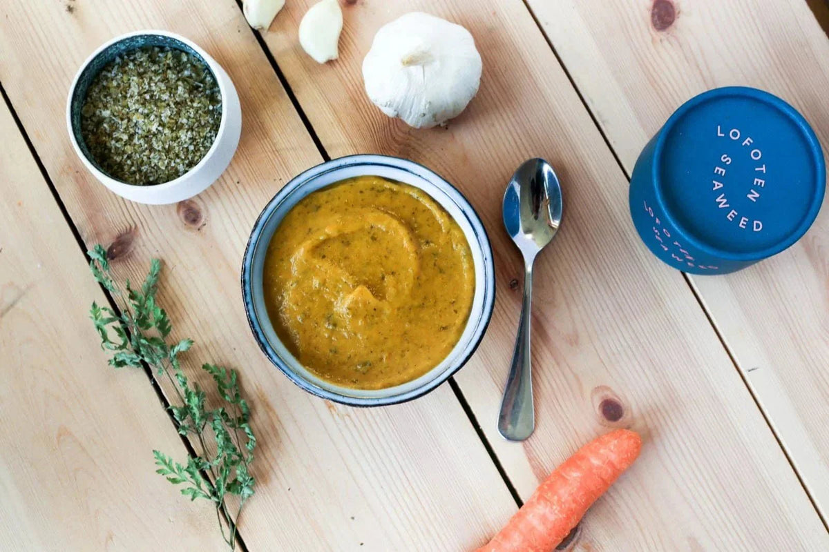 Süßkartoffel-Kürbis-Suppe mit Wakame